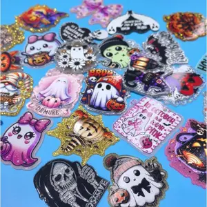 30pcs Random Halloween Theme Acrylic Flatbacks for DIY Craft Suitable for Badge Reels Keychain Pendants Diy Accessories Jewelry Making Supplies Diy With Charms