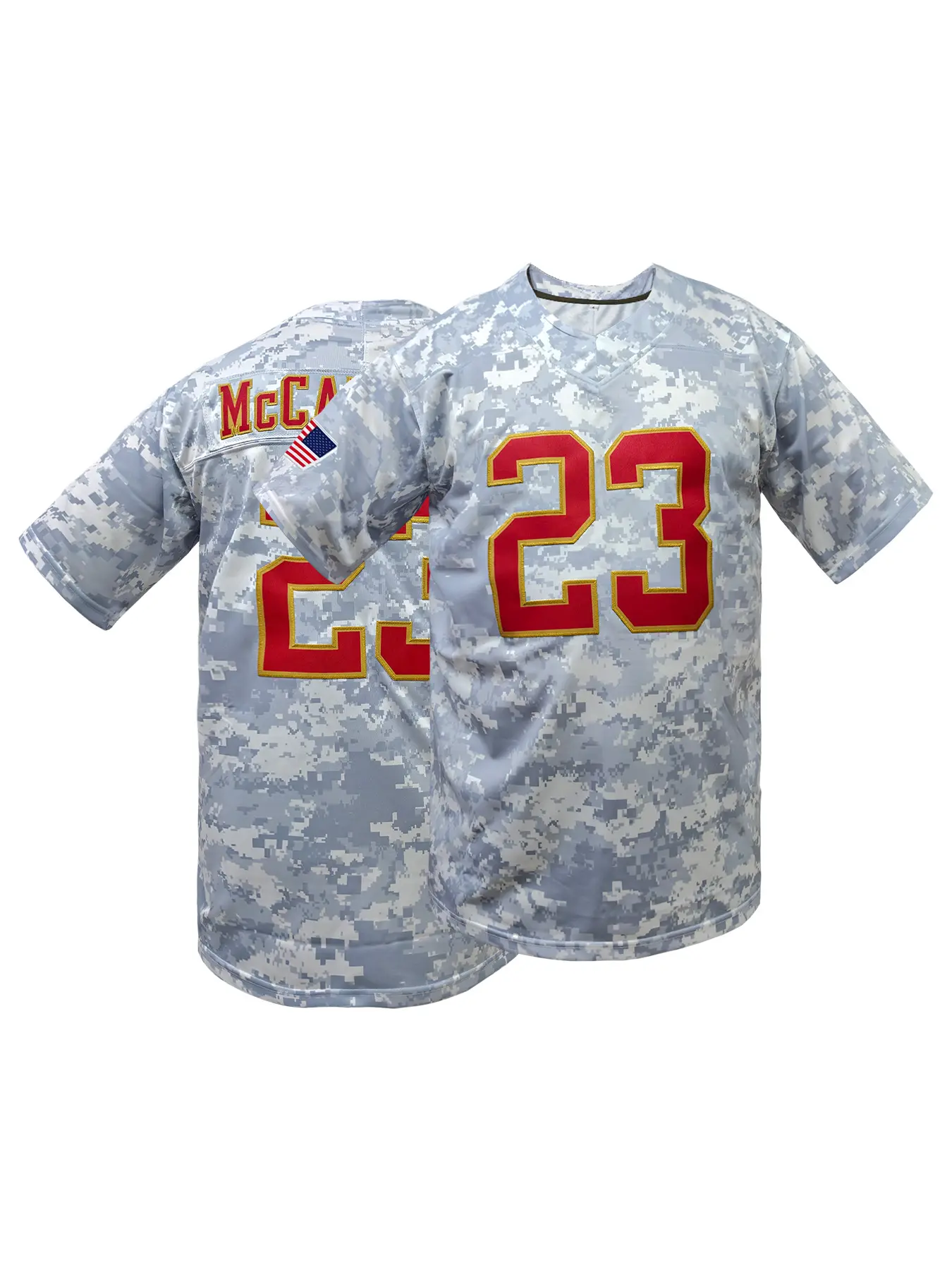 Men's Camo American Football Jersey,Embroidered Sports Top Breathable San Francisco #23 Rugby Jersey,Athletic Tee for Training & Competition Football Shirts,Athletic Tops,Athletic Training Apparel, Embroidery Sportswear, Sportswear Clothing