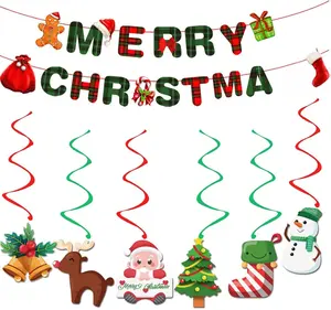 Christmas Hanging Swirls Decorations, Christmas Decor Banner, Hanging Swirl Decorations, Suitable for New Year's Holiday Party Decoration Sets（Alphabet ）