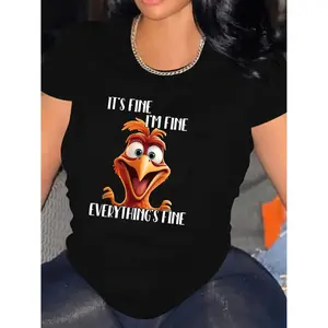 Casual Smiling Chick TShirt Featuring Cute Chicks Face Print Comfortable Short Sleeve Summer Top Soft Stretchy Fabric Machine Washable