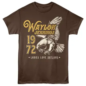 For Youth And Adult, Waylon Jennings Eagle 1972 Texas Men’s Tshirt, Graphic Tee, Vintage Rock Band Streetwear Shirt, Men Gifts, Apparel, Unisex Top