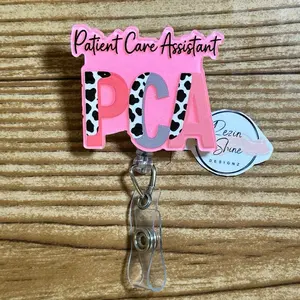 Patient Care Assistant PCA Pink Badge Reel