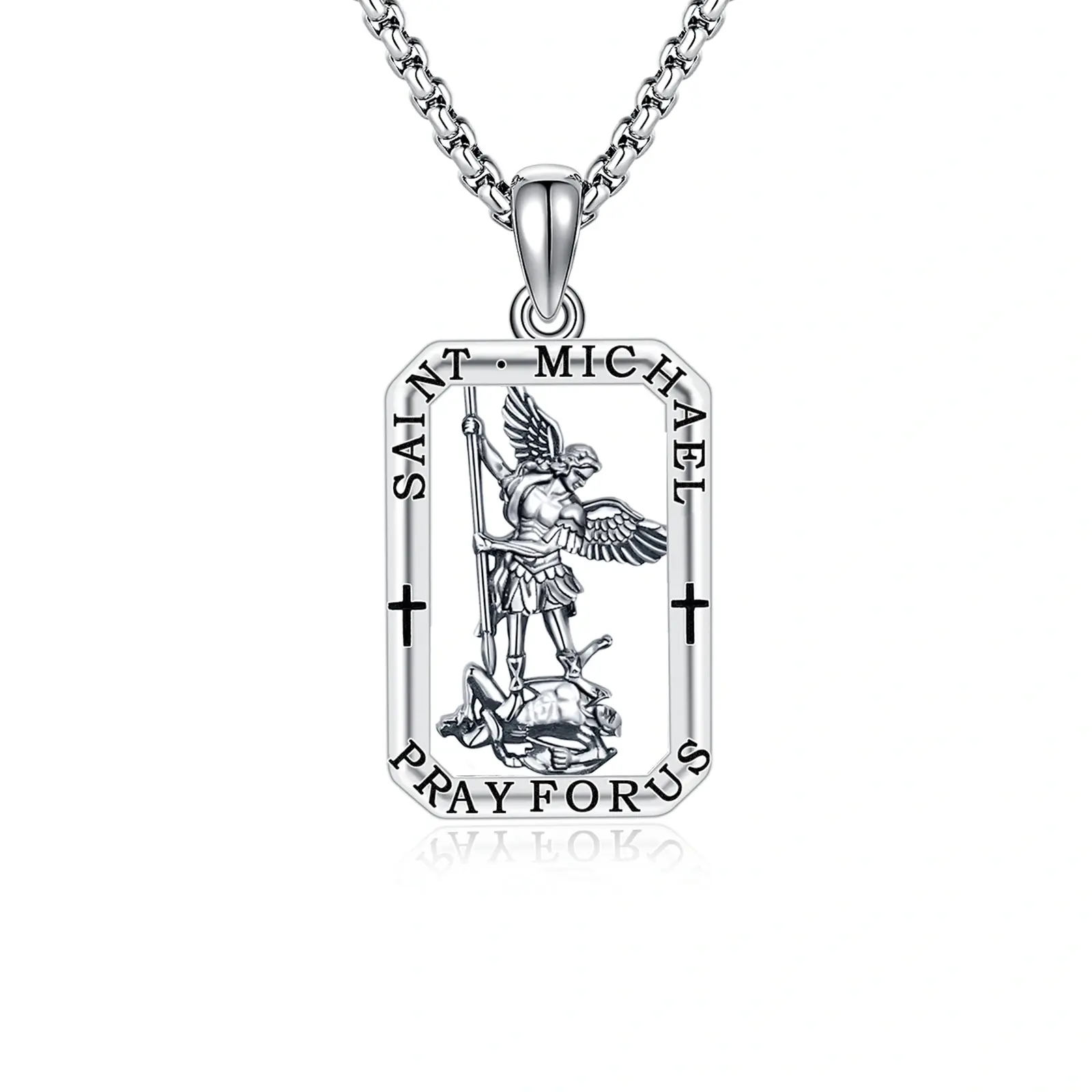 S925 Sterling Silver Saint Michael Pendant Necklace for Men and Women
