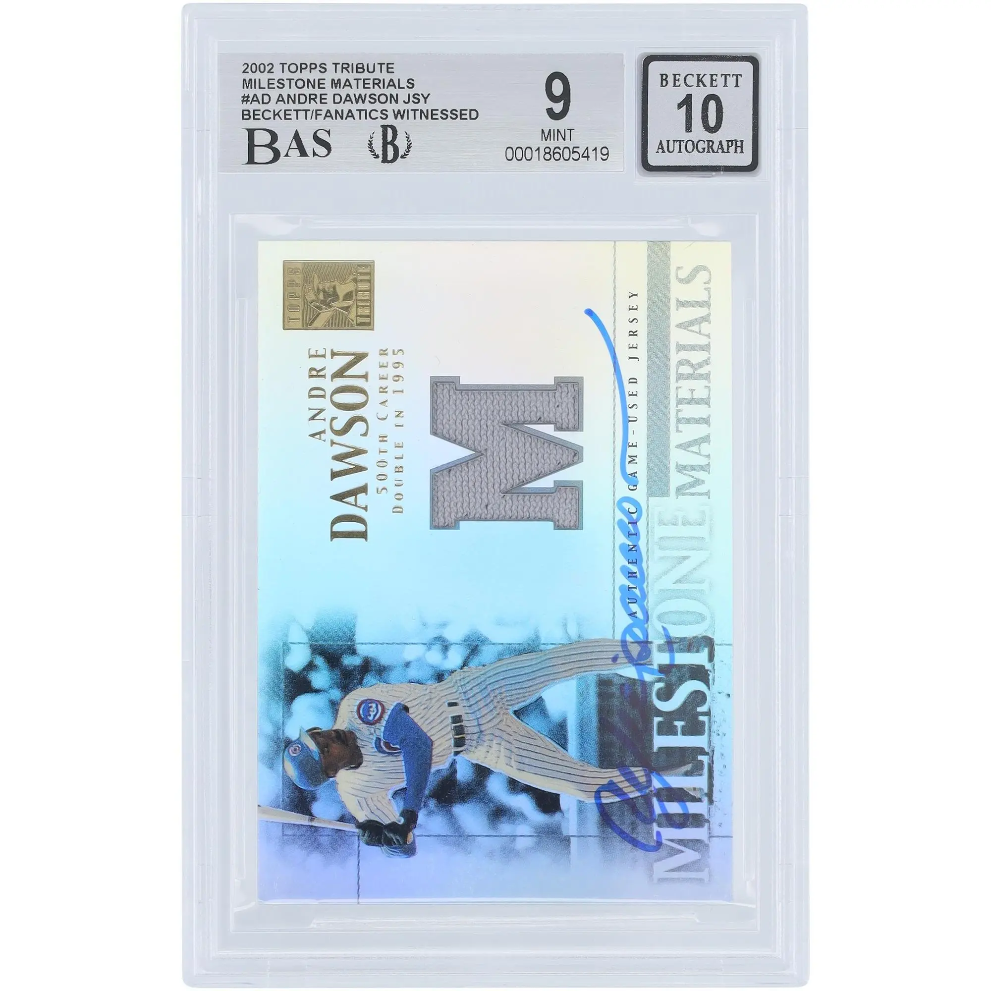 Andre Dawson Chicago Cubs Autographed 2002 Topps Tribute Milestone Materials GU Relic #MIM-AD Beckett Fanatics Witnessed Authenticated 9/10 Card - Fanatics Authentic Certified