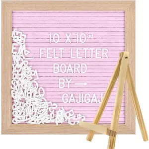 Felt Letter Board with Changeable Letters, Wooden Frame Message Board, 340Pcs Letters Numbers Symbols, With Tripod Stand, for Baby Announcements, Milestones, Tabletop & Wedding Party Decor