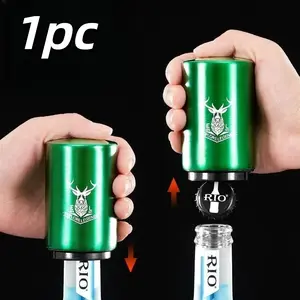 Magnetic Push Down Bottle Opener, 1 Count Portable Stainless Steel Bottle Cap Remover, Bar Utensils for Home, Bars, Travel Accessories, Water Bottle Opener