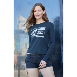 John Galt Women's Black Radio Silence Long Sleeve T-Shirt