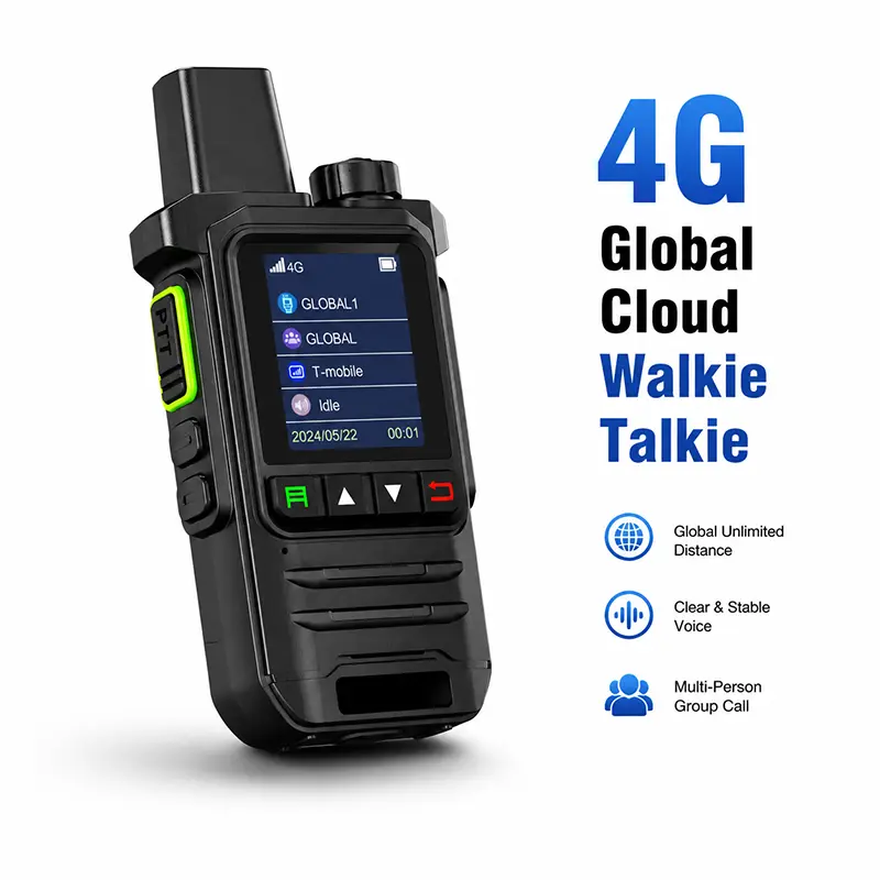 4G Global Cloud Portable Handheld 2-Way Walkie Talkie, Smart Noise Reduction, 2000mAh Large-Capacity Battery, Type-C Fast Charging, Stable Signal for Outdoor Fleet Construction Communication