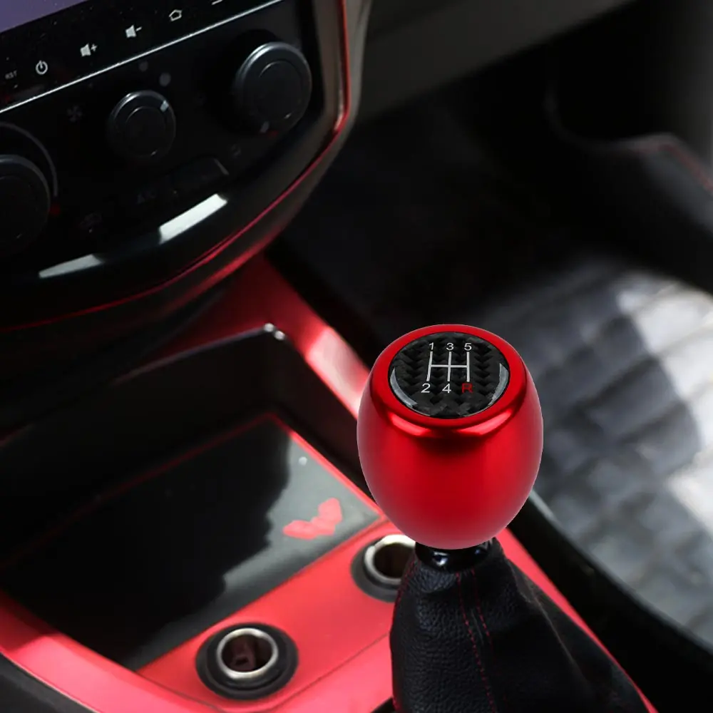 Brand New Universal 5 SPEED Red Carbon Fiber Racing Gear Stick Shift Knob For MT Manual
