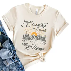 Country Roads Shirt, Women's Mountain Graphic Tee, Camping Hiking T Shirt, Travel Shirt, Nature T Shirt, Gift for Her