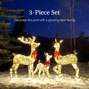 Golden Christmas Reindeer Family