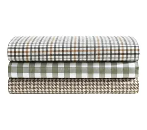 Eddie Bauer Preston Check Green Cotton Percale Full Sheet Set