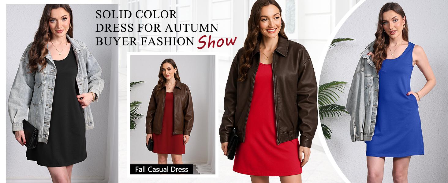 WIHOLL Womens Summer Dresses Loose U Neck Sleeveless Sundresses Dress with Pockets