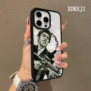 Classic Movie Scarface Pattern Premium Magnetic Phone Cases for iPhone 16 15 14 Pro Max 13 12 11 Plus Smartphone Shockproof Protection Acrylic Cover Cellphone Protective magsafe magnetic case Aesthetic Resistance Casing