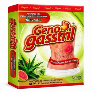 Geno Gastril Digestive Support Supplement with Aloe Vera & Enzymes – Gut Health, Anti-Bloating Formula, 30 Capsules