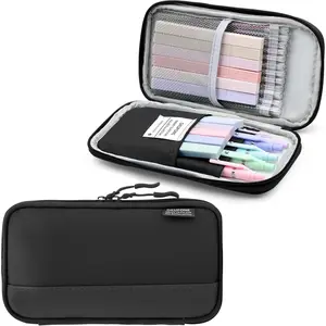 Big Capacity Pen Case Large Storage Pen Pouch Aesthetic, Office Pen Box Marker Case Simple Sturdy Multifunctional Bag Organizer for Man Women(Black)