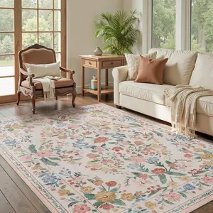 Soft Plush Area Rug with Anti-Slip Backing, Faux Cashmere Carpet for Living Room & Bedroom, Versatile for All Seasons