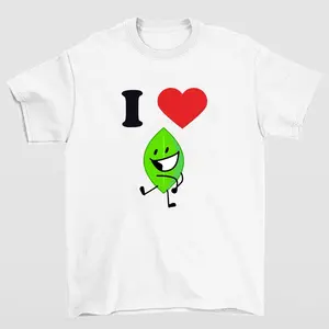 I Love BFDI Leafy Shirt Animated Object Show Meme Graphic Playful Statement Tee