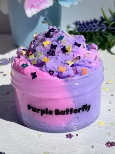Purple Butterfly Slime - Soft & Fluffy Cloud Slime with Pink & Purple Swirl Sweet Mango Sorbet Scent Beginner Friendly with Playful Sprinkles
