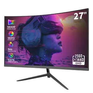 Rehisk 27" 2K QHD Curved Gaming Monitor, 165Hz/144Hz, AMD FreeSync, Ultra-Thin 1800R Screen, Flicker-Free, Dual HDMI 2.0 & DP 1.4