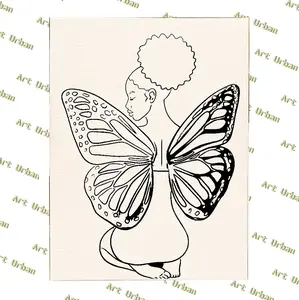 Butterfly Beauty Pre Drawn Canvas for Painting, Sip and Paint Canvas