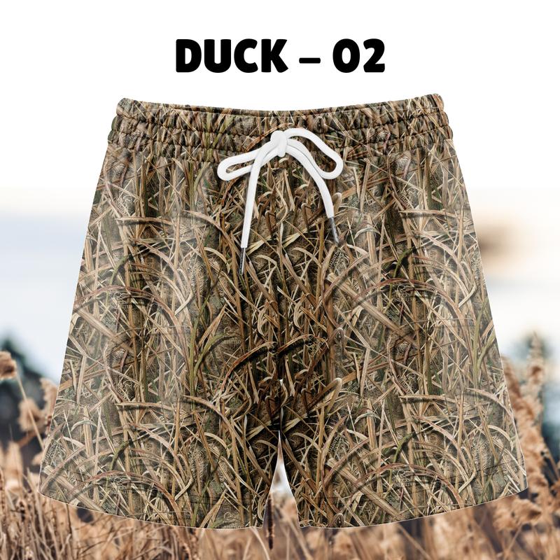 Pack 3 Duck Hunting Shorts with 5 inch Inseam Realistic Camouflage Athletic Shorts, Breathable and Workout-Inspired Design daily wear Mesh Outdoor