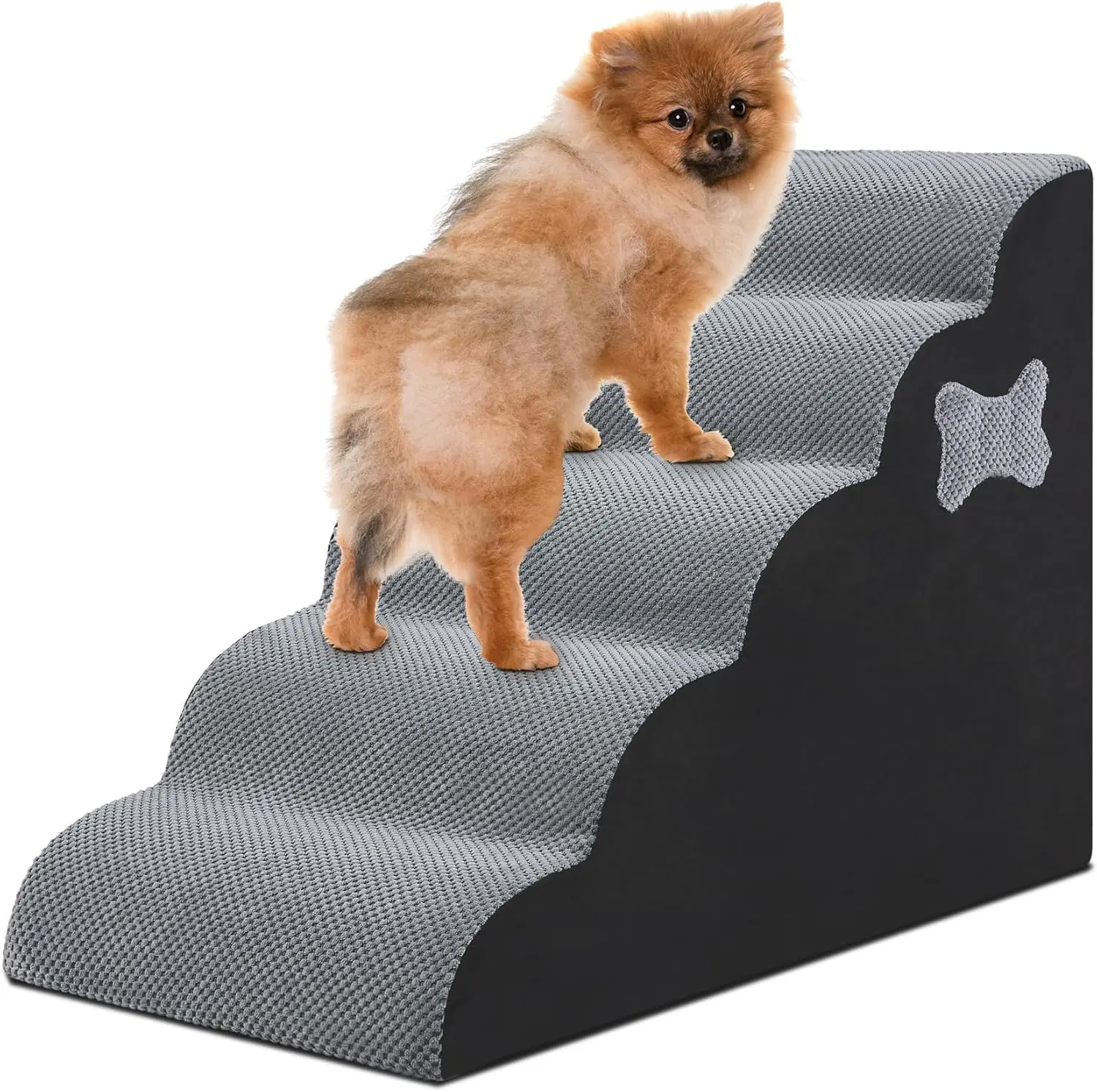 Dog Stairs for Small Dogs, 5 Steps Pet Steps for High Beds and Couch, Non-Slip Bottom Dog Steps,High Density Foam Pet Stairs Ramp for Small Dogs and C