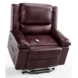 Red Electric Lift Recliner Chair with Heat and Massage, PU Leather Power Lift Recliner for Elderly & Mobility Impaired, Adjustable Back & Legs, Heavy Duty 400lbs Capacity Lift Chair for Seniors