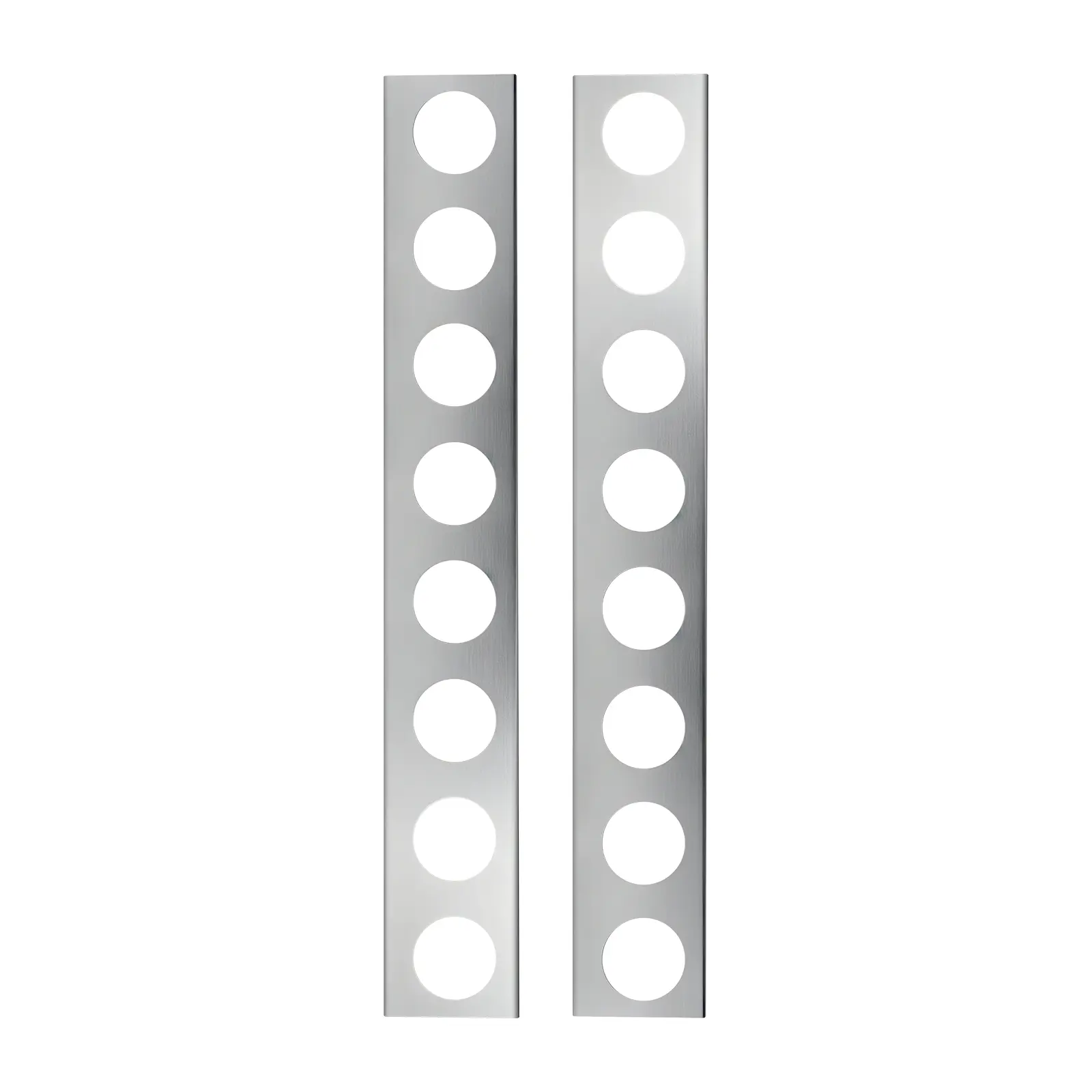 1 Pair Left & Right Trailer Truck Light Mount Brackets | Bare Bar with Eight 2.3 Inch Light Cutouts | Constructed from 430 Stainless Steel