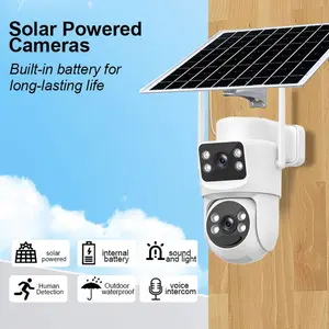 Home Outdoor Solar-Powered Dual-Lens Surveillance Camera, Mobile Phone Dual-Lens Dome Camera, No Plug-in, No Wiring Required