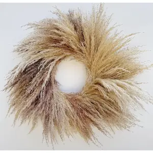 Pampas Grass Wreath, 23 inch Fall Wreath,Pampas Grass Decor,Boho Wreath,Suitable for Boho Wall Decor (&Taupe)