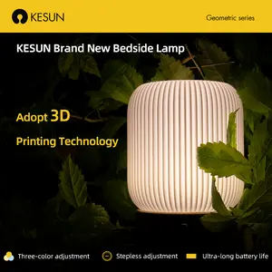 KESUN Wireless Portable Wood Grain Charging Bedside Lamp Japanese Simple Night Touch Night Light USB Powered Creative Desk Lamp
