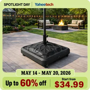 【4 Universal Castors】Yaheetech 123lb Capacity Fillable Rolling Patio Umbrella Base Stand Water/ Sand-Filled Outdoor Base Stand for Umbrella Black