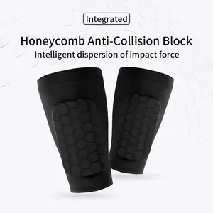 2 Pairs Honeycomb Shin Guards, Short Anti-Slip Calf Compression Socks with Honeycomb Padding, Football Shin Guards for Kids Teens Adults Outdoor Sports