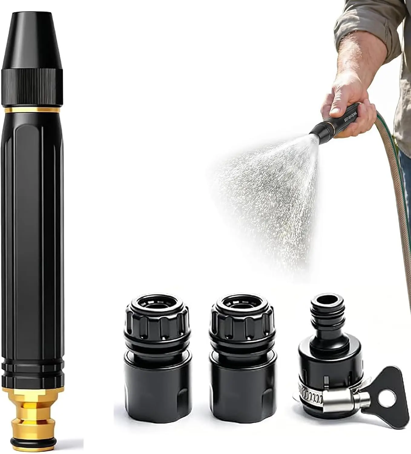 2026 New Adjustable High-Pressure Power Washer Wand with Booster Nozzle Hose, Pacifier Interface, 3 Interchangeable Nozzles, Pressure Washer Attachments for Home Car Washing, Pressure Washer Accessories, High Pressure Washers