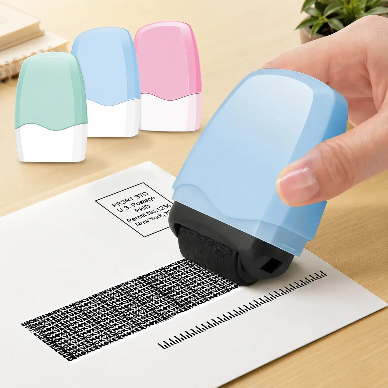 Identity Theft Protection Roller Stamp, 1-Count Confidential Information Blocker Stamp for ID, Account Data & Address Privacy Security (Office Stationery Correction Supply)