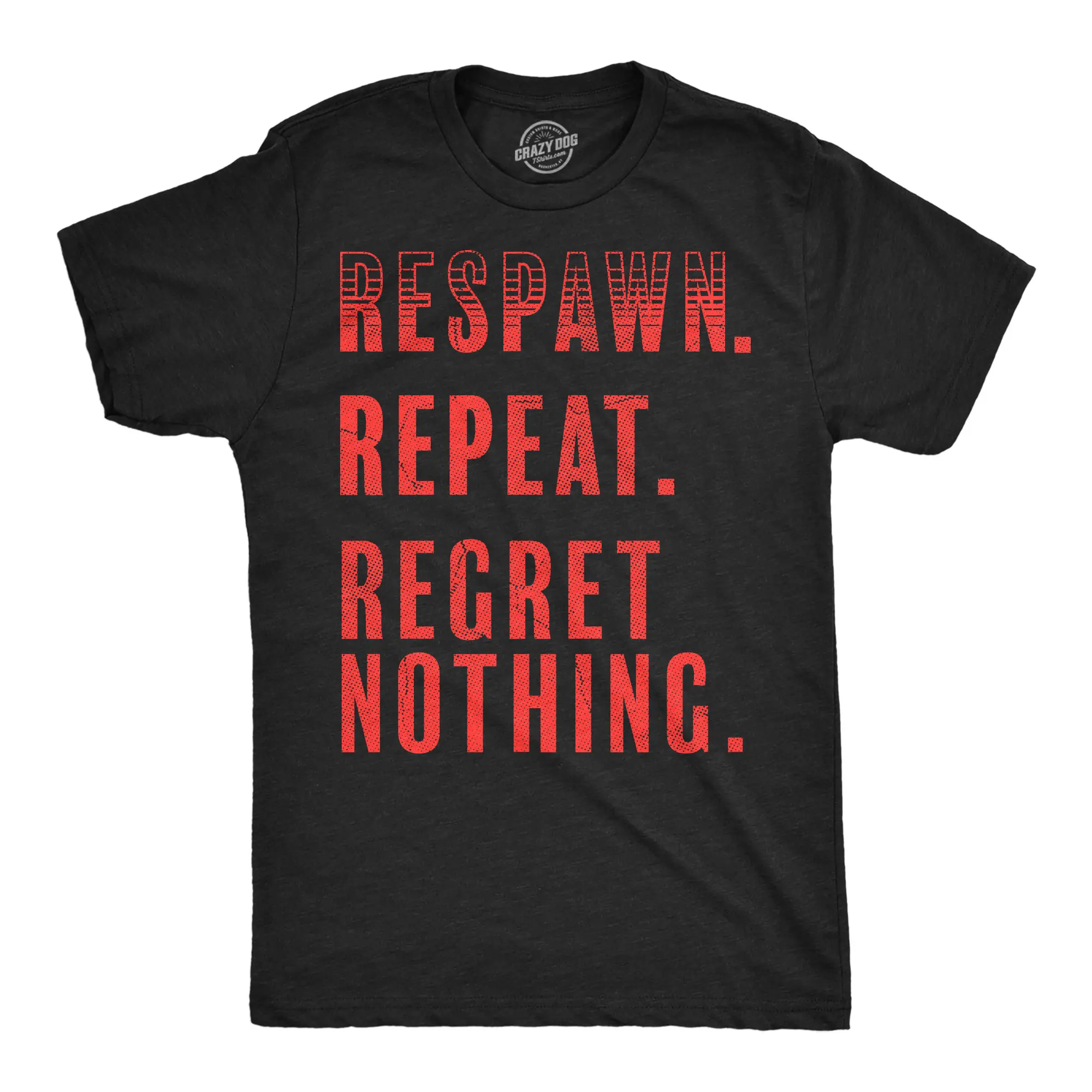 Mens Funny T Shirts Respawn Repeat Regret Nothing Sarcastic Gaming Tee For Men Mens Funny T Shirts Cool Vintage Fashion T-Shirt Gift Classic Menswear Funny Gamer Short Sleeve Novelty Tees for Guys Black -