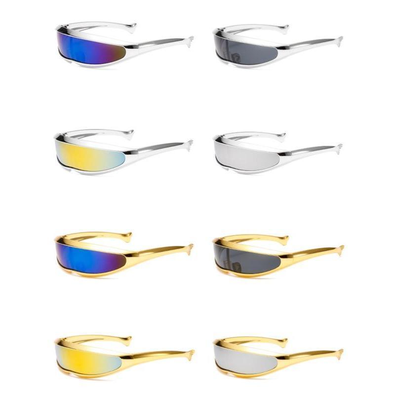 TikTok Viral Y2K Futuristic Sunglasses for Women Men, Cyberpunk Shield Visor Eyewear, Metallic Wrap Around Rave Festival Glasses, Trendy 2026 Aesthetic Streetwear Accessory, Space Age Sun Glasses