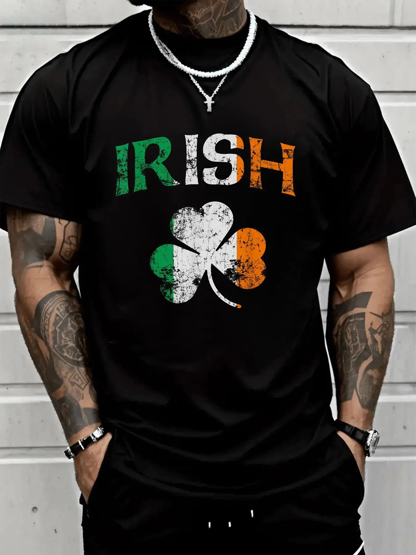 Irish Shamrock Vintage Washed T-Shirt, Unisex Ultra-Soft 100% Cotton Casual Short Sleeve Crew Neck Streetwear Top for Saint Patrick's Day, Loose, Menswear, Round Neck, Stylish, Parties, Clothes