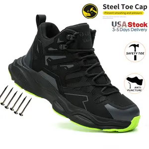 Steel Toe Cap Shoes For Men Work Boots Puncture-Proof Work Safety Shoes Protective Working Shoes Male Footwear Security Sneakers all-season outdoor Indestructible construction shoes