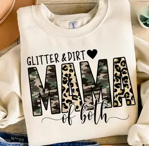 Glitter and Dirt Mama of Both Leopard Camo Mom Sweatshirt, Hunting Mama Camo T-Shirt, Hunting Wife Tee, Deer Duck Hunting Hoodie, Camouflage Mom Gifts