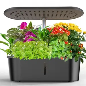 10-Pod Hydroponics Growing System, 24W LED Indoor Garden Kit with 3.6L Tank, Auto Timer, Adjustable Height, Smart Control for Herbs, Vegetables, Flowers