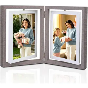 ZEEYUAN 4X6 Desk Rotating Picture Frame Hinges Foldable 4x6 Double Sided Multiple Picture Frame Family Collage Frames Office Desktop, Mothers Day Photo Gifts for Mom Grandma, Friends Graduation Gift