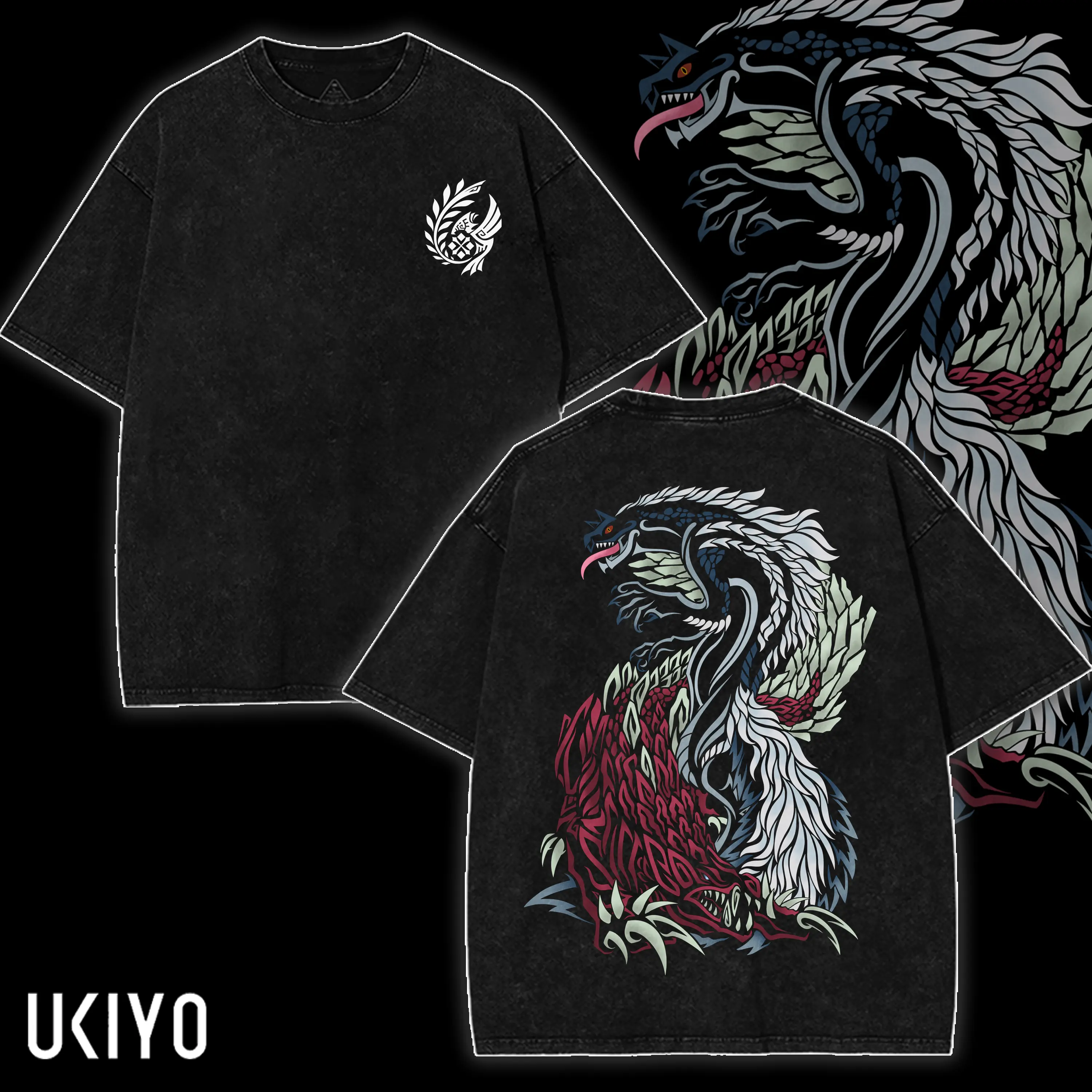 Monster Hunter Tobi Kadachi Odogaron Shirt Vintage Acid Wash Heavyweight Cotton Oversized Graphic Tee Retro Gaming Streetwear T-Shirt Apparel Tops Men Women Unisex