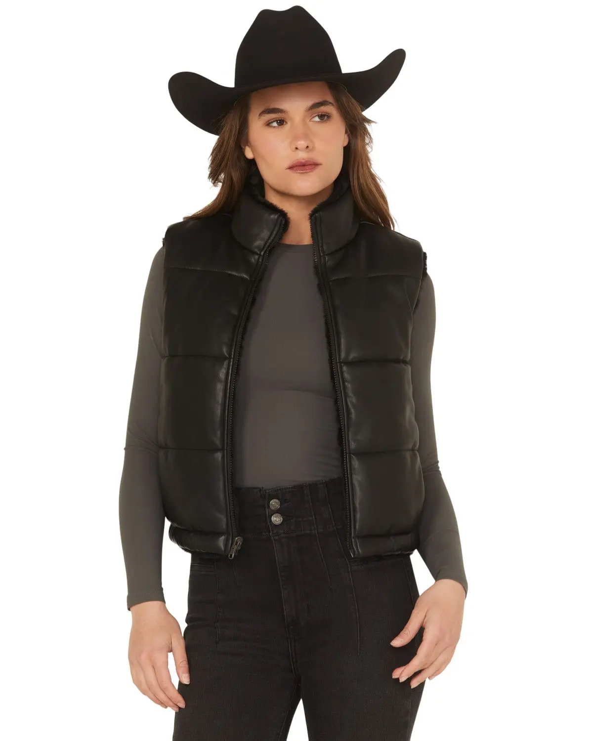 Ariat Women's Women'S Echo Faux Leather Reversible Puffer Vest - 10065974