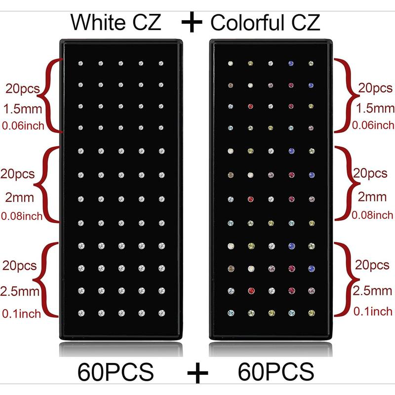 Diverse 60/120 Pcs Colorful Versatile Piercing Pin For Women Men Straight L Shaped Nose Studs Rings Piercing Pin Body Jewelry 20G-22G 1.5/2/2.5mm Stainless Steel Fashionable Body Jewelry Perfect Jewelry Shining Zirconia for Christmas Gift Diverse 60/120 Pcs Colorful Versatile Piercing Pin For Women Men Straight L Shaped Nose Studs Rings Piercing Pin Body Jewelry 20G-22G 1.5/2/2.5mm Stainless Steel Fashionable Body Jewelry Perfect Jewelry Shining Zirconia for Christmas Gift