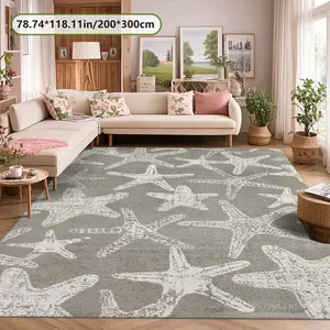 Velvet Soft Starfish Print Rug, Home Decor Carpet, Living Room Large Mat, Sofa Cushion, Bedroom Bedside Rugs, Multi-Scene Use