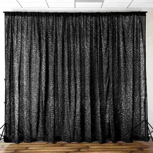 20ftx10ft Black Metallic Shimmer Tinsel Event Curtain Drapes, Backdrop Event Panel