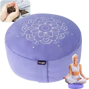 Meditation Cushion, Floor Pillow Foam Zafu Buckwheat, Mandala Pattern Yoga Meditation Bolster Pillows, Floor Cushions