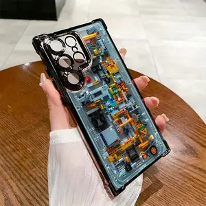 Premium Circuit Board Pattern Phone Case for Galaxy S25 S24 S23 S22 S21 FE Ultra Plus 4G 5G Shockproof Transparent Soft Back Cover